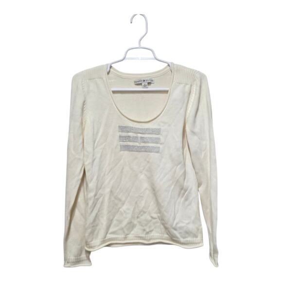 Tommy Hilfiger Made in Japan Cream Metallic Logo Sweater M - Picture 1 of 8